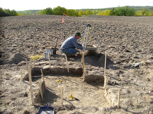 A archeological worker performing the field study for a Section 12 Alteration Permit (S12)